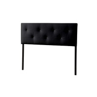Baxton Studio BBT6432-Black-King HB Dalini Modern and Contemporary King Black Faux Leather Headboard with Faux Crystal Buttons